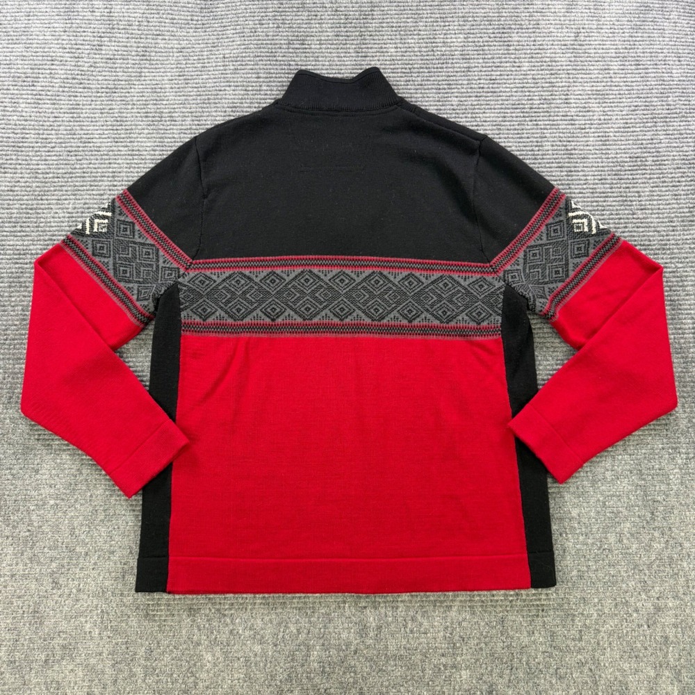 Eddie Bauer Sport Mens Medium Red Black 100% Merino Wool Snowflake Sweater - Picture 3 of 14